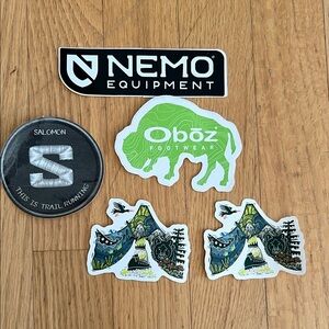 NEW Set Lot of 5 Nemo and Salomon and Oboz Sticker Set NEW